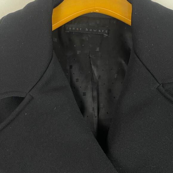 Vintage Janet Howard lightly padded black coat wool and spandex blend size 6 - Picture 3 of 9
